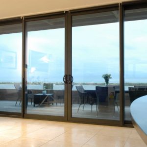 Aluminium sliding patio doors with large glass span