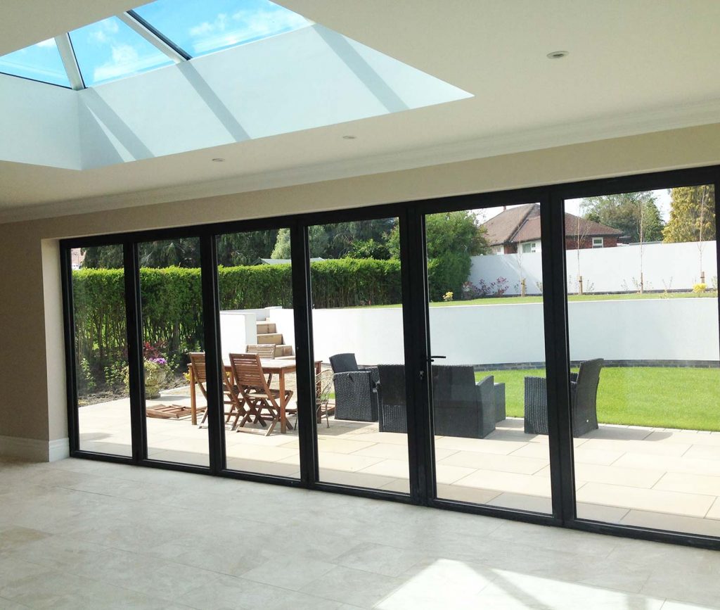 Internal black aluminium bifold doors