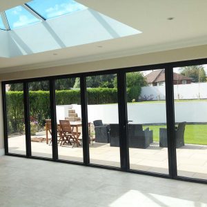 Internal black aluminium bifold doors