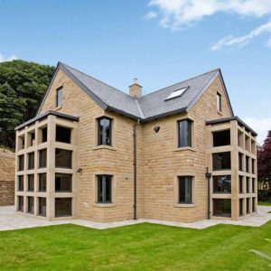 Grey aluminium casement window installation in Leeds