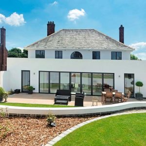 Grey and wide aluminium bifold doors