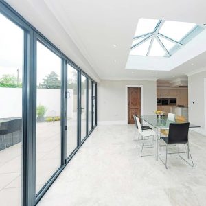 Internal grey aluminium bifold doors