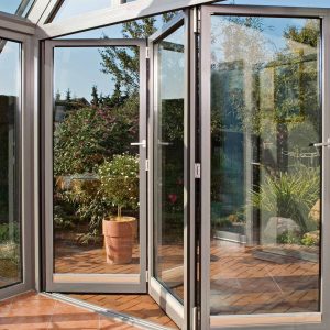 Conservatory aluminium bifold doors installation