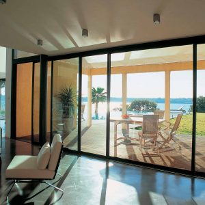 Black aluminium sliding patio door