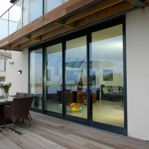 Black aluminium sliding patio door