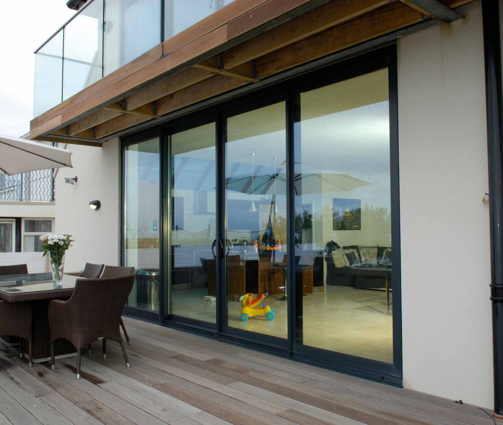 Black aluminium sliding patio door