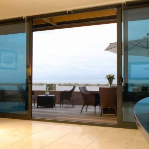 Black aluminium patio sliding doors